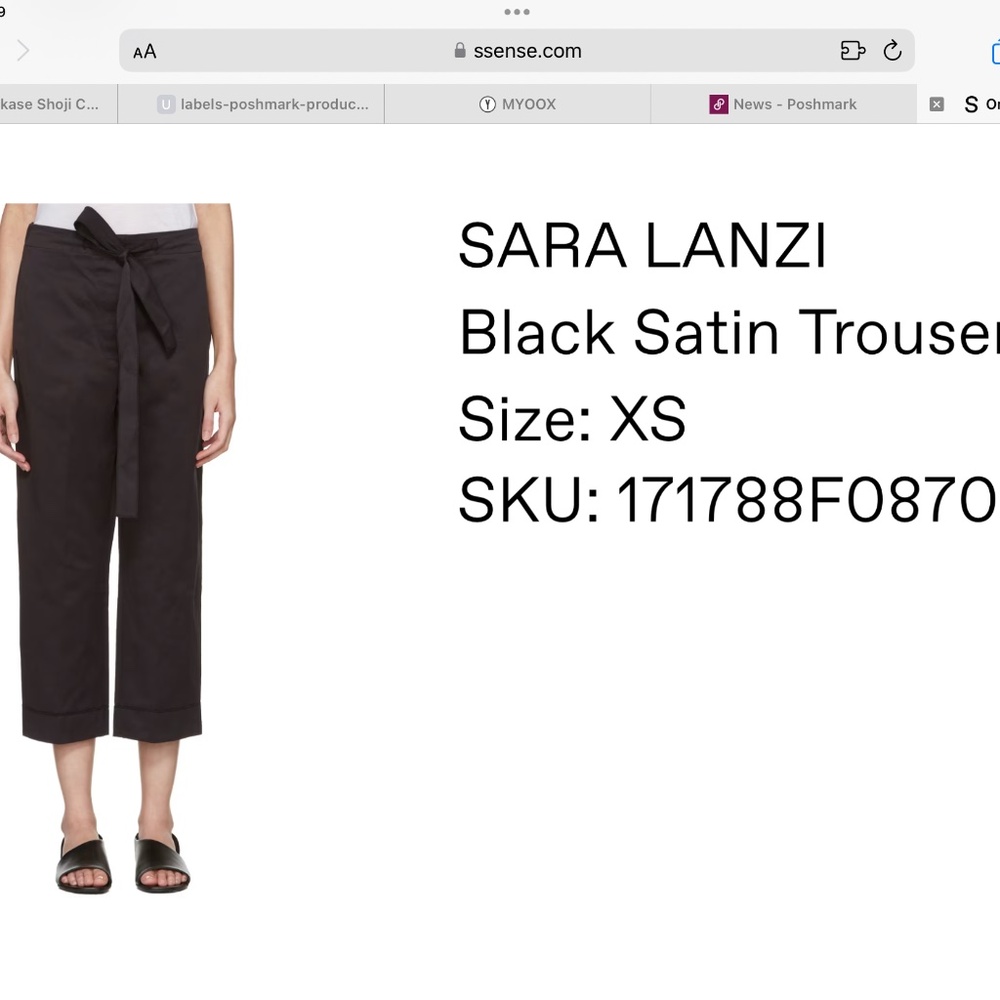 Sara Lanzi Black Satin Trousers size XS